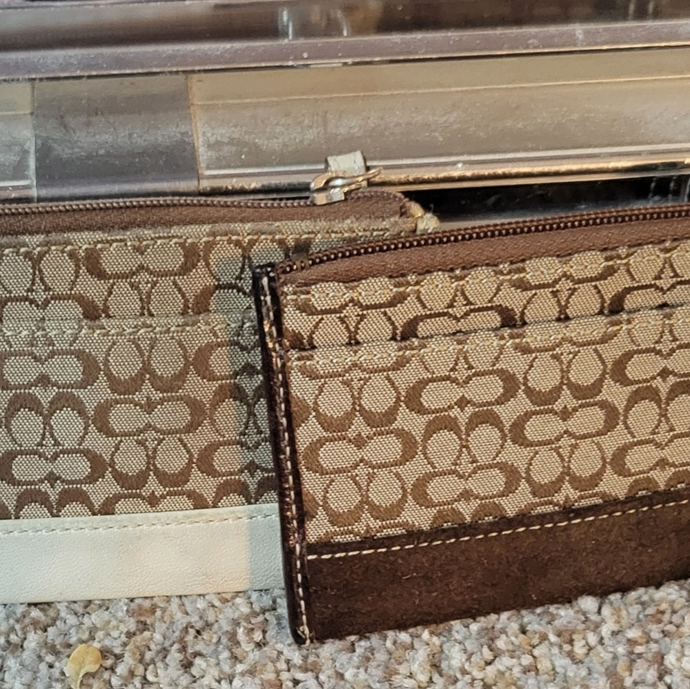 Coach Brown and Cream Signature Wallet